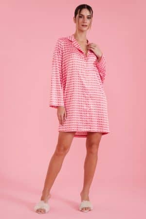 CHEMISE CETIM AMOUR LA ROUGE