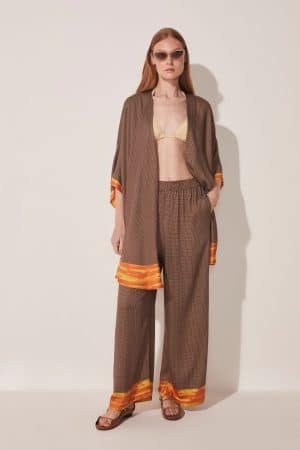 CALÇA PANTALONA PÓA PINCELADO - ÁGUA DE COCO